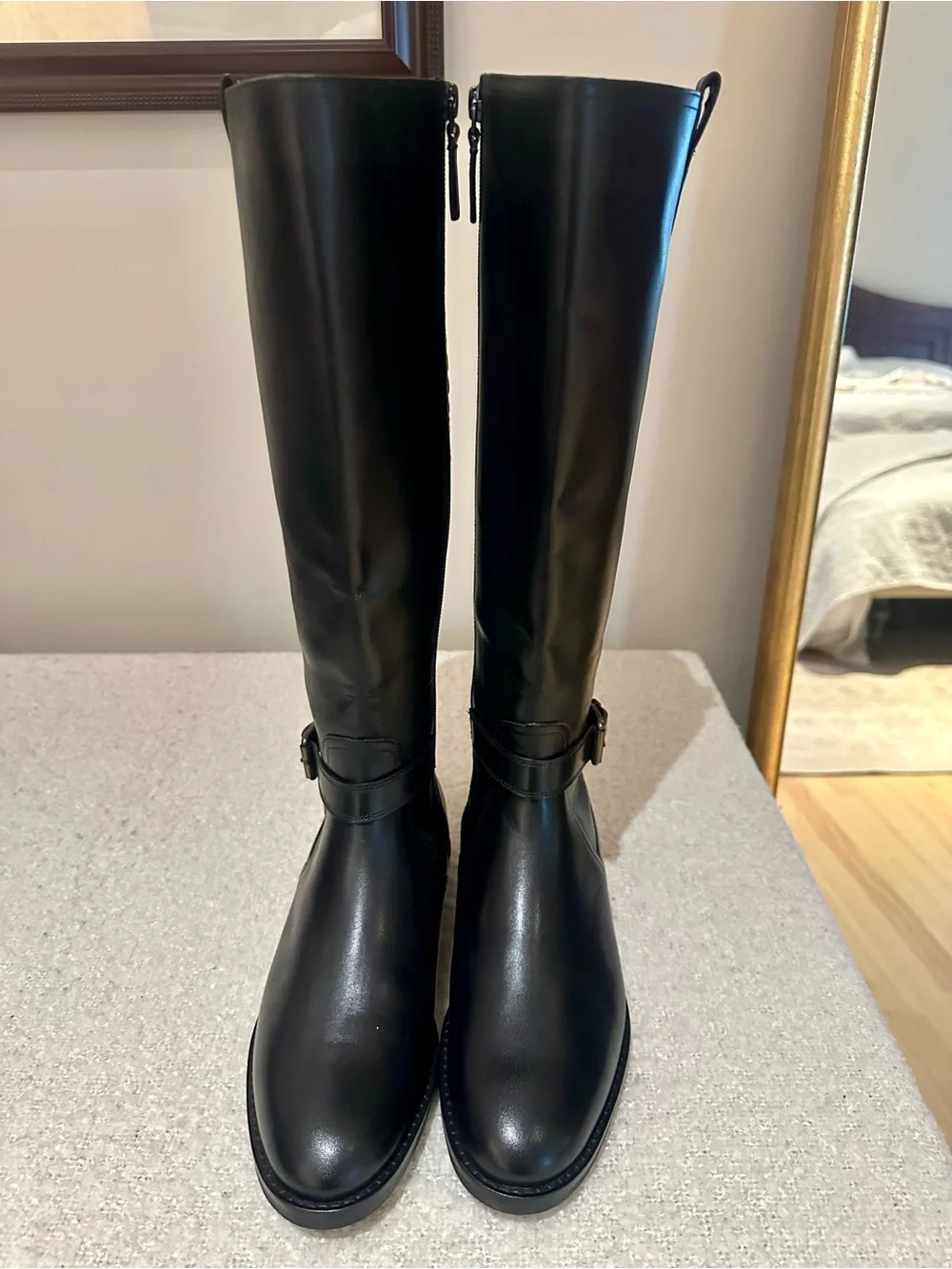 Cole Haan Black Leather Riding Boots
